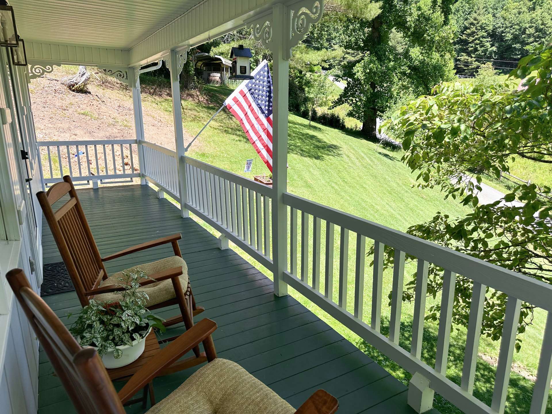 Covered rocking chair front porch